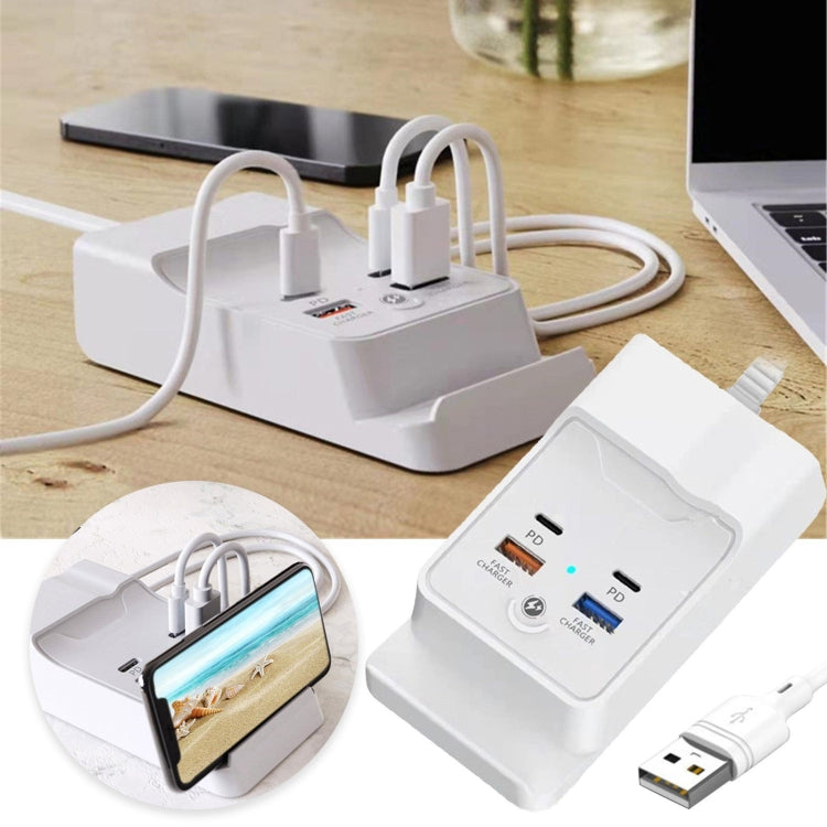PD 20W Dual USB-C / Type-C + Dual USB 4-Port Fast Charging Hub For Smartphone Tablet, USB Plug