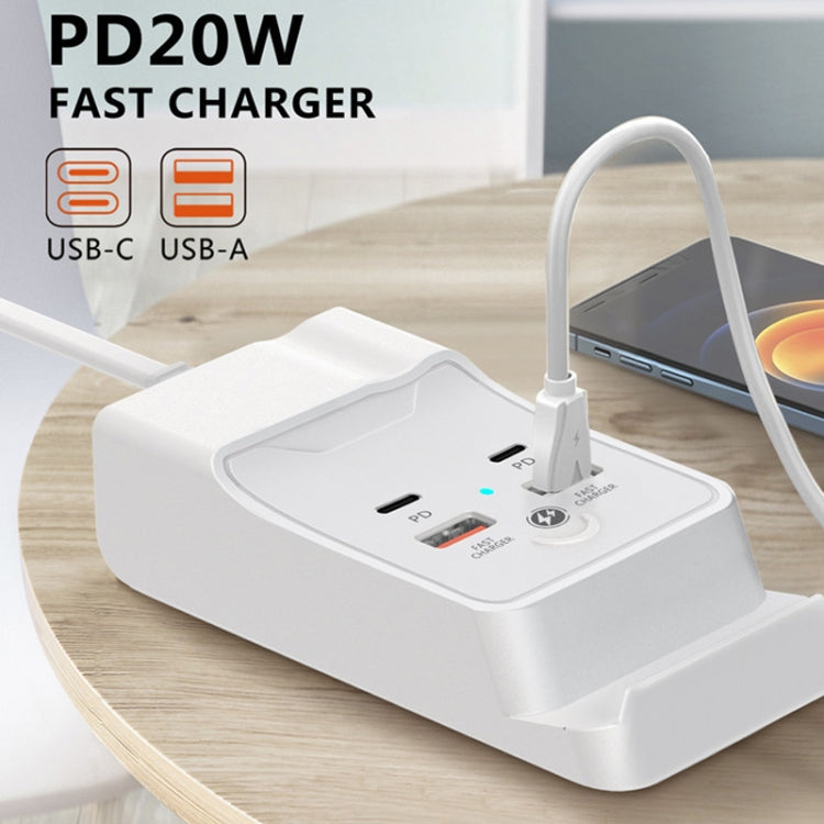 PD 20W Dual USB-C / Type-C + Dual USB 4-Port Fast Charging Hub For Smartphone Tablet, USB Plug