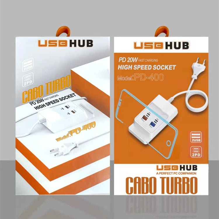 PD 20W Dual USB-C / Type-C + Dual USB 4-Port Fast Charging Hub For Smartphone Tablet, USB Plug