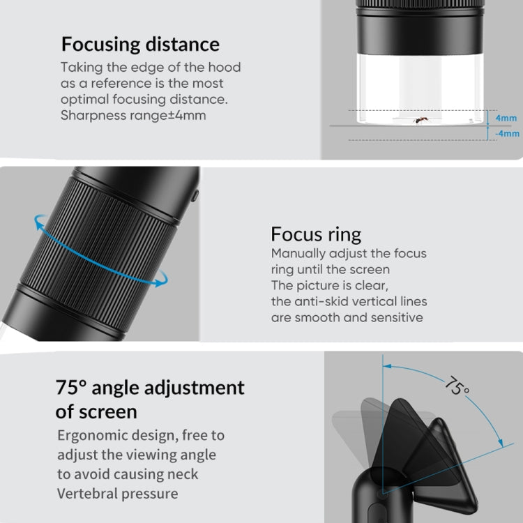Apexel APL-MS008 Circuit Board Detection Amplification Delay Photography HD Microscopic Lens With Screen, APL-MS008