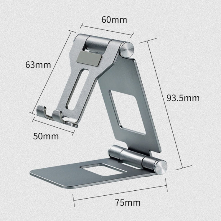 Z10A  Aluminum Alloy Double Folding Mobile Phone Holder Desktop Tablet Lazy Holder, Z10A  Silver, Z10A  Grey, Z10A  Black