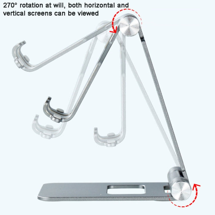 Z10A  Aluminum Alloy Double Folding Mobile Phone Holder Desktop Tablet Lazy Holder, Z10A  Silver, Z10A  Grey, Z10A  Black