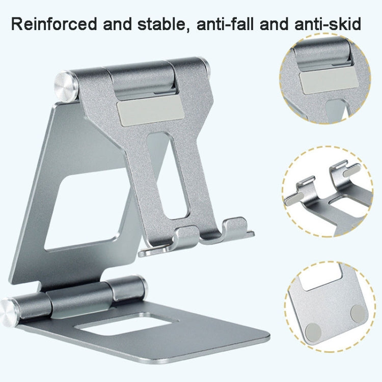 Z10A  Aluminum Alloy Double Folding Mobile Phone Holder Desktop Tablet Lazy Holder, Z10A  Silver, Z10A  Grey, Z10A  Black