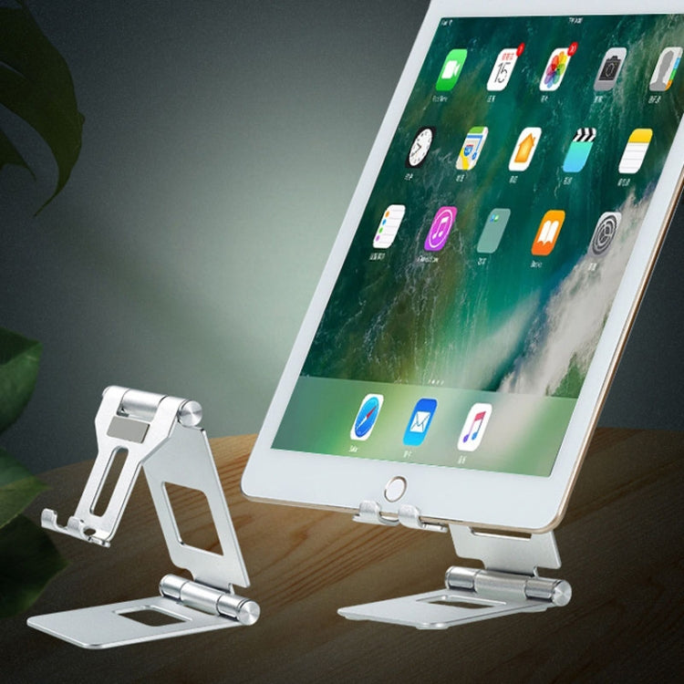 Z10A  Aluminum Alloy Double Folding Mobile Phone Holder Desktop Tablet Lazy Holder, Z10A  Silver, Z10A  Grey, Z10A  Black
