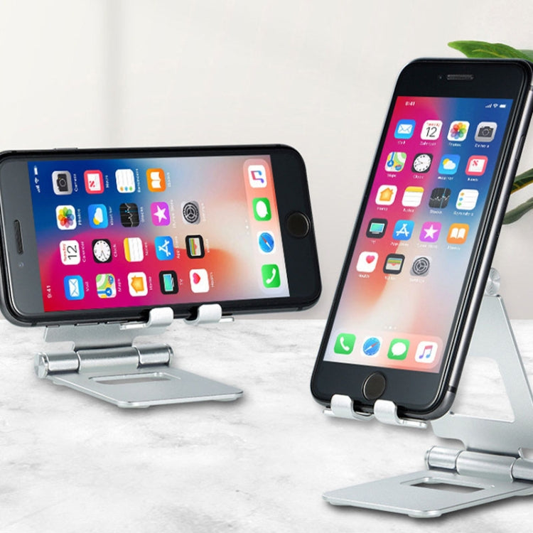Z10A  Aluminum Alloy Double Folding Mobile Phone Holder Desktop Tablet Lazy Holder, Z10A  Silver, Z10A  Grey, Z10A  Black