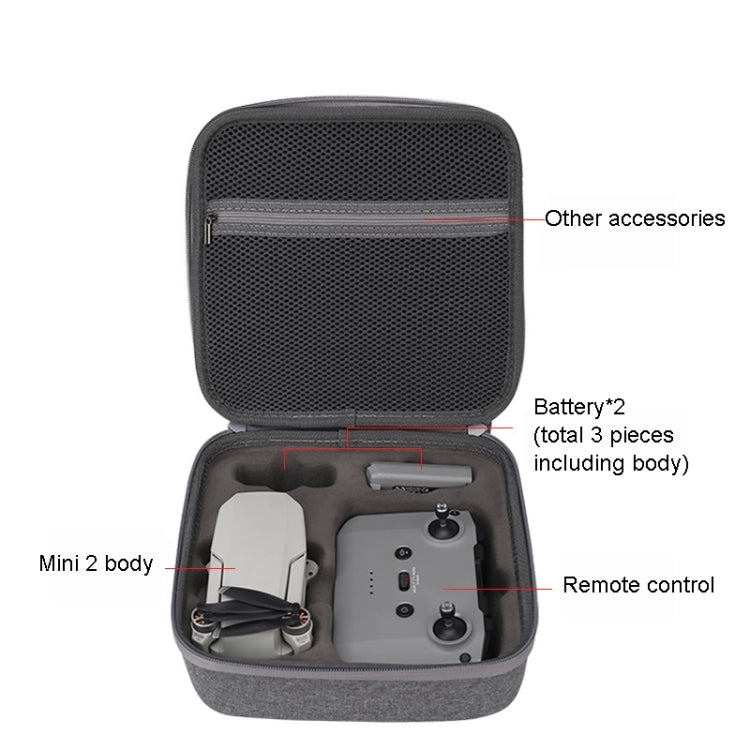 For DJI Mavic Mini 2 Dual Battery Storage Bag Handheld Protective Case, Light Grey