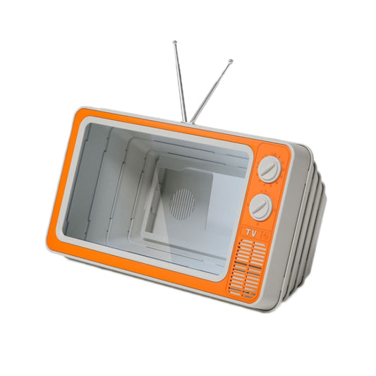 Close-up of retro TV design phone amplifier showing lens magnification detail