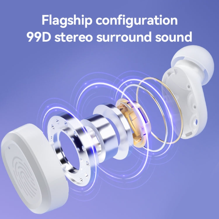 With Charging Bin Stereo Wireless Bluetooth Earphones, Style:, BY18 Digital Display White