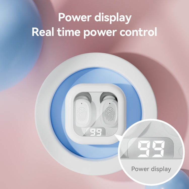 With Charging Bin Stereo Wireless Bluetooth Earphones, Style:, BY18 Digital Display White