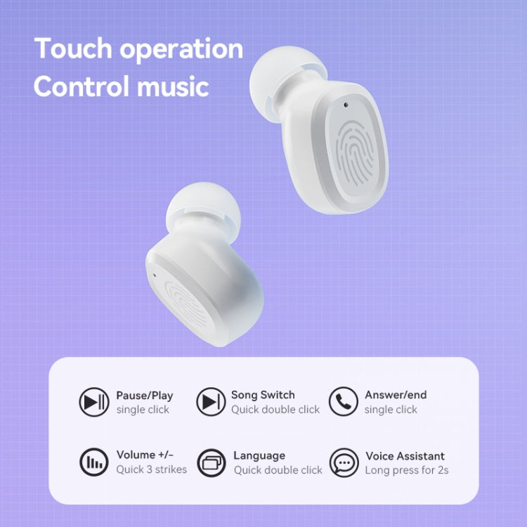 With Charging Bin Stereo Wireless Bluetooth Earphones, Style:, BY18 Digital Display White