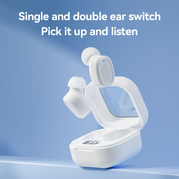 With Charging Bin Stereo Wireless Bluetooth Earphones, Style:, BY18 Digital Display White