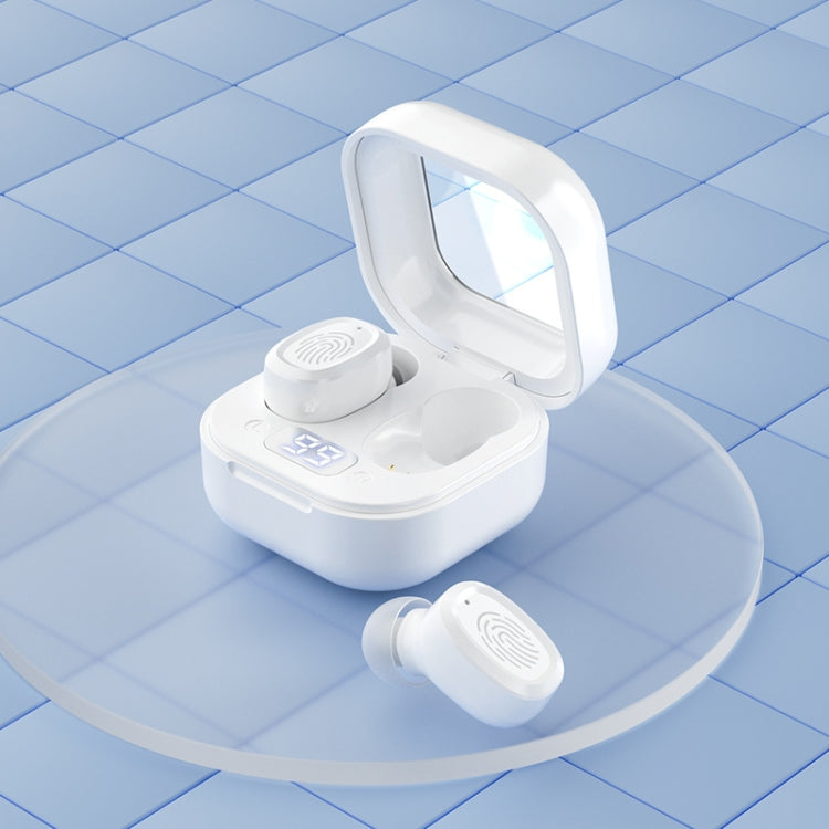 With Charging Bin Stereo Wireless Bluetooth Earphones, Style:, BY18 Digital Display White