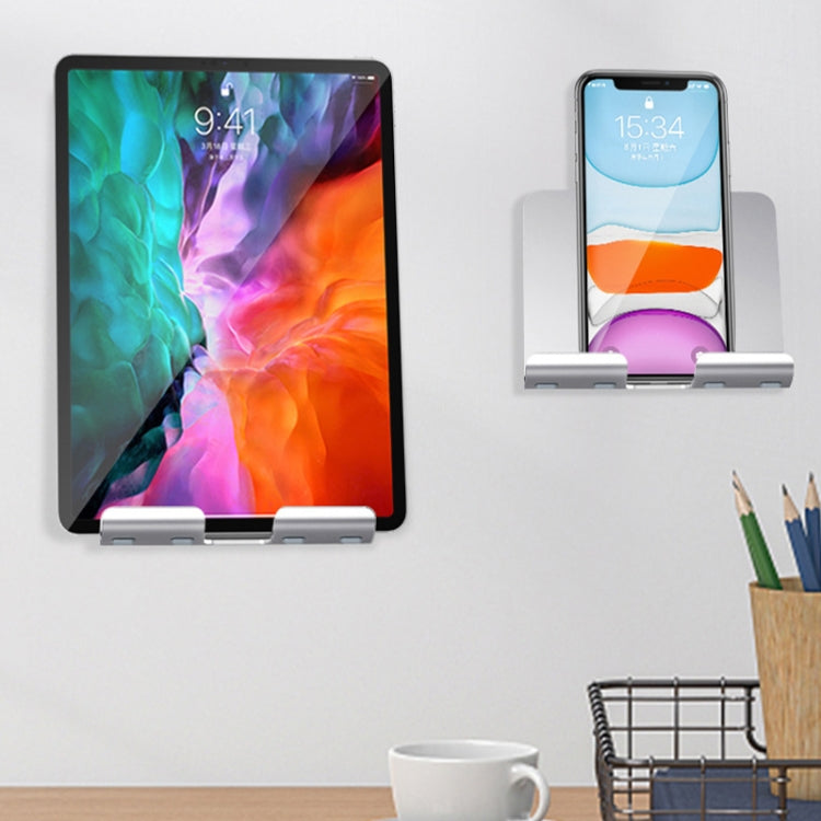 B87 Punch-free Tablet PC Aluminum Alloy Bracket Bathroom Kitchen Adhesive Wall Phone Holder, B87 (Silver Gray)