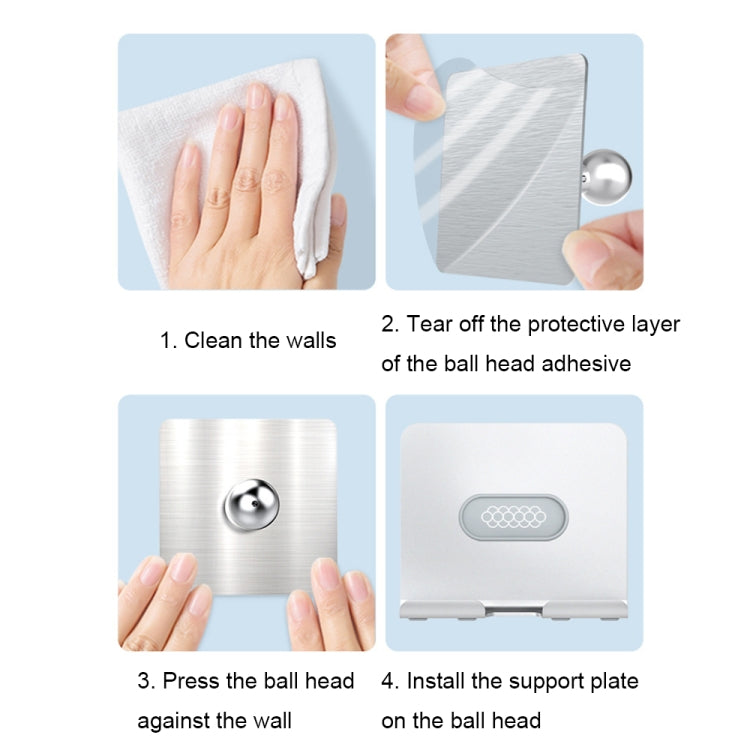 B87 Punch-free Tablet PC Aluminum Alloy Bracket Bathroom Kitchen Adhesive Wall Phone Holder, B87 (Silver Gray)