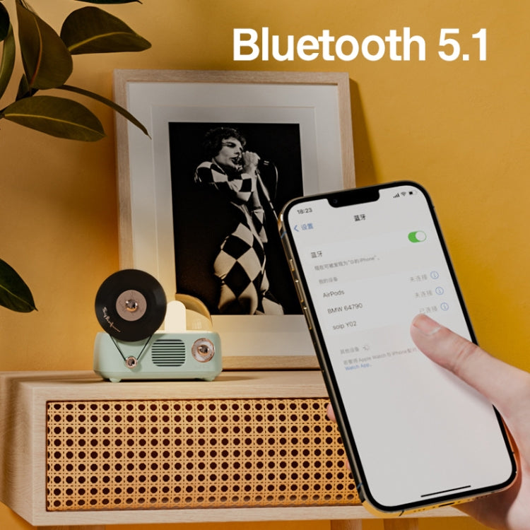 Y02 Retro Vinyl Record Player Wireless Bluetooth Speaker Ambient Light Aromatherapy Bluetooth Audio, Y02 (Blue), Y02 (Pink), Y02 (Green), Y02 (White)