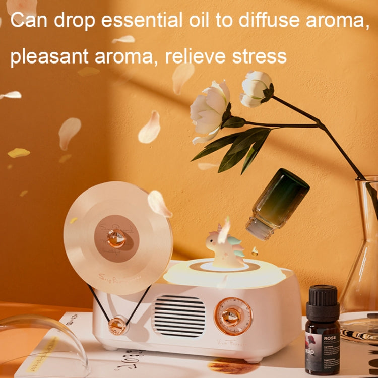 Y02 Retro Vinyl Record Player Wireless Bluetooth Speaker Ambient Light Aromatherapy Bluetooth Audio, Y02 (Blue), Y02 (Pink), Y02 (Green), Y02 (White)