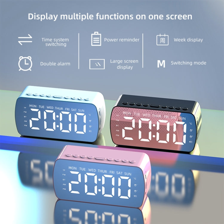 Outdoor Portable Card Bluetooth Speaker Small Clock Radio, Q5 Black 1400mAh