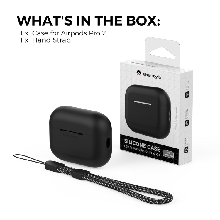 Étui de protection monobloc en silicone avec cordon pour AirPods Pro 2 AhaStyle PT187