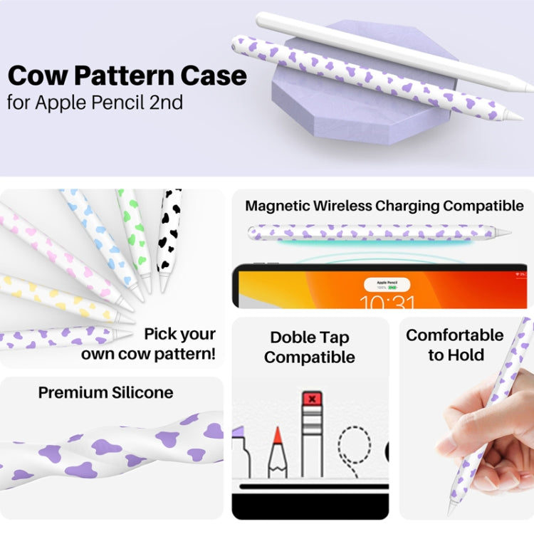 For Apple Pencil 2 AhaStyle PT65CW Silicone Pen Case Milk Cow Patterned Stylus Case