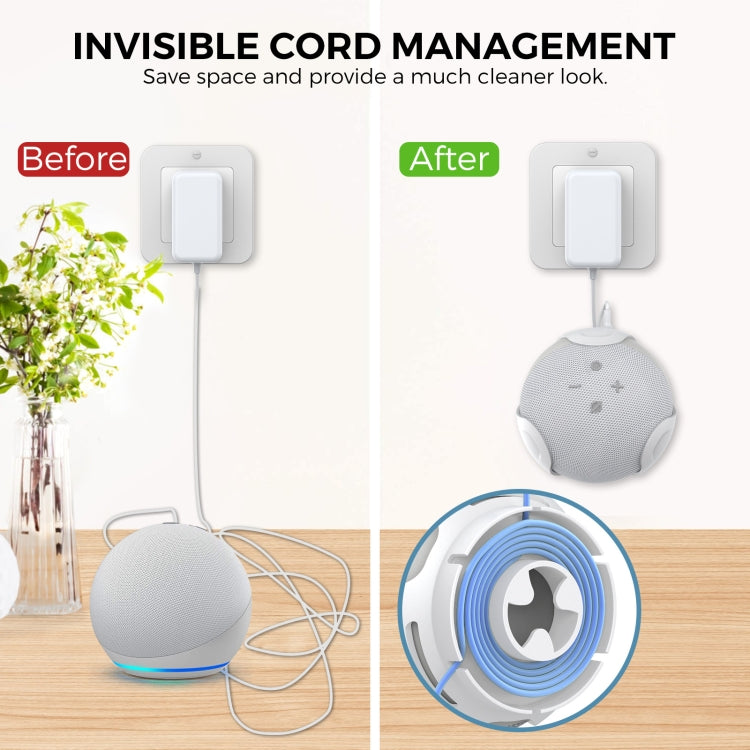 For Amazon Echo Dot 4/5 AhaStyle PT183 Speaker Wall Storage Stand, For Amazon Echo Dot 4/5 White, For Amazon Echo Dot 4/5 Black