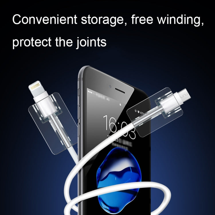 10pcs Square Transparent Data Cable Protective Sleeve Durable Break-Resistant Cable Winder