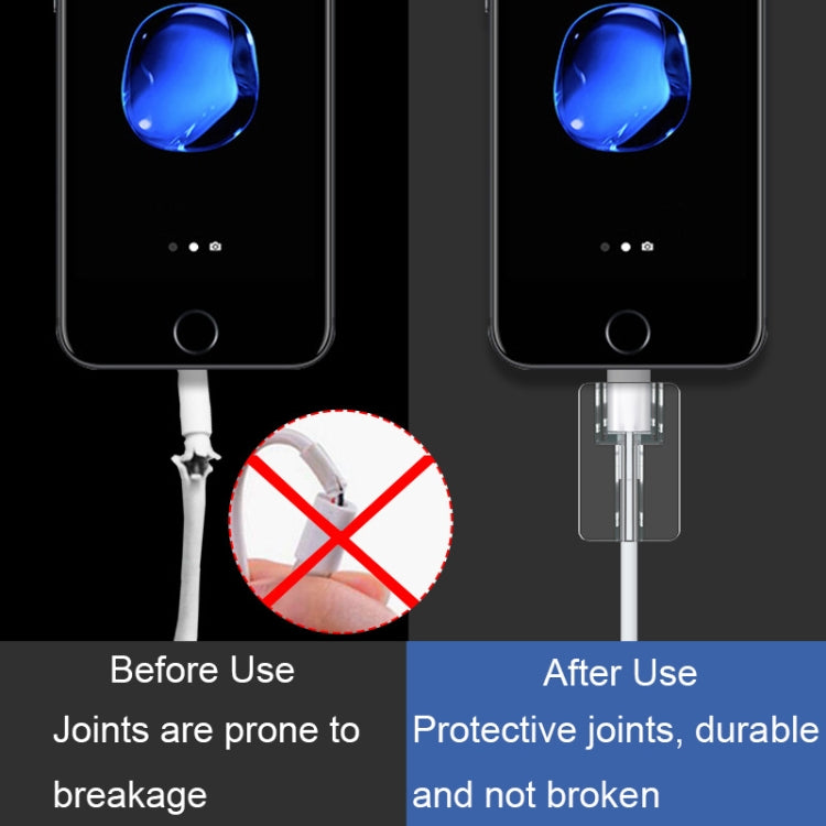 10pcs Square Transparent Data Cable Protective Sleeve Durable Break-Resistant Cable Winder