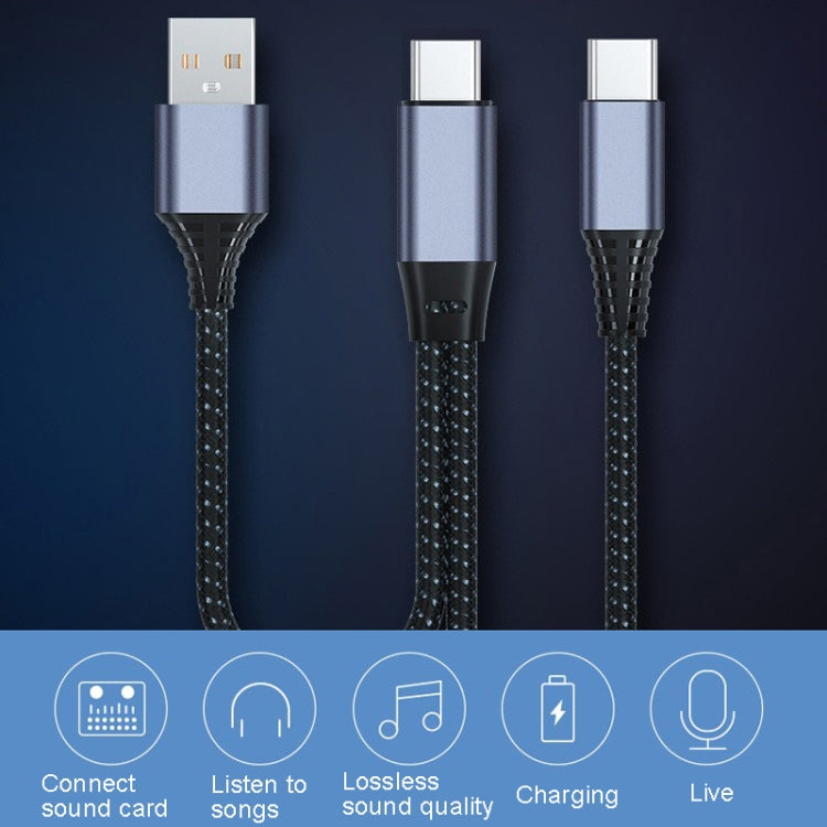 Live OTG Sound Card Cable Mobile Phone Charging Audio Recording Data Cable, T22 8 Pin To Type-C/USB-C+USB, T25 8 Pin To Type-C/USB-C, T28 Type-C/USB-C To Type-C/USB-C, T29 Type-C/USB-C To Type-C/USB-C+USB