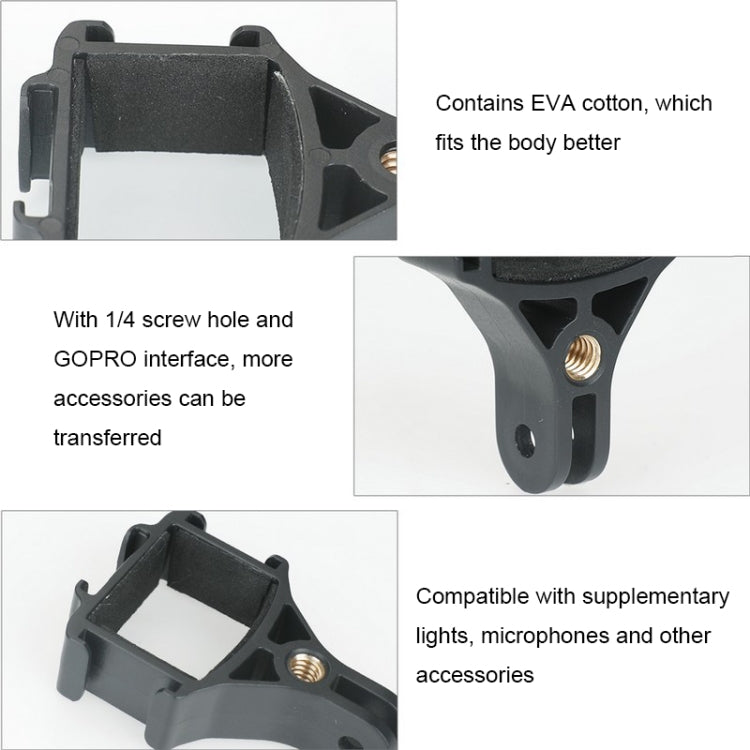 RCSTQ for DJI Pocket 2 Expansion Adapter Holder Camera Fixed Connection Accessories, Black, Bracket+Adapter
