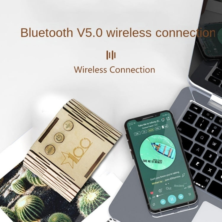 BT813X Solid Wood Ambient Light Wireless Bluetooth Speaker Home Night Light Wood Carving Pattern Audio, BT813X (Wood Color)