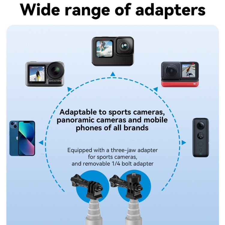 TELESIN 3M Carbon Fiber Selfie Stick Monopod  With 1/4 Screw For Action Camera, 3m