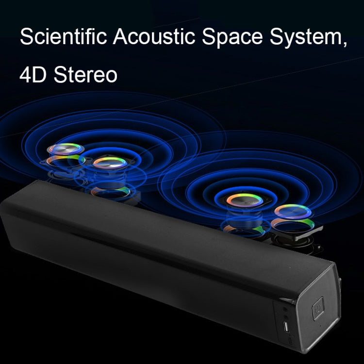 BT809S Desktop Long Gaming Bluetooth Speaker Computer USB Plug-in Intelligent Ambient Light Audio