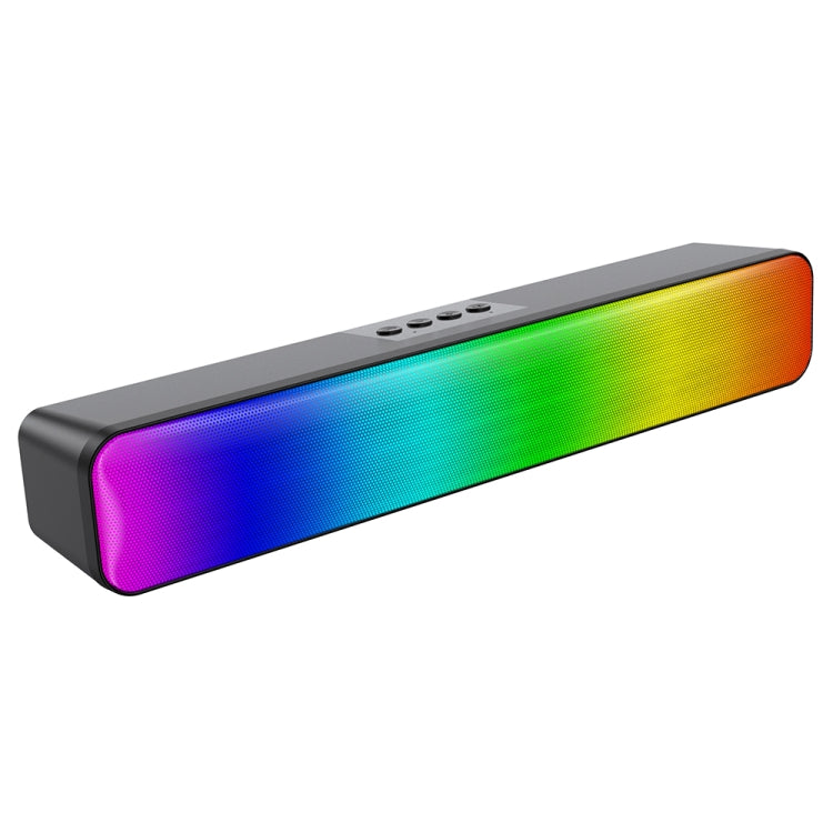E-3562 Desktop Long Strip Multifunctional RGB Colorful Light Bluetooth Wireless Speaker, E-3562 (Black)