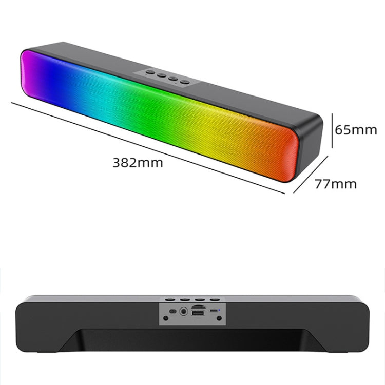 E-3562 Desktop Long Strip Multifunctional RGB Colorful Light Bluetooth Wireless Speaker, E-3562 (Black)