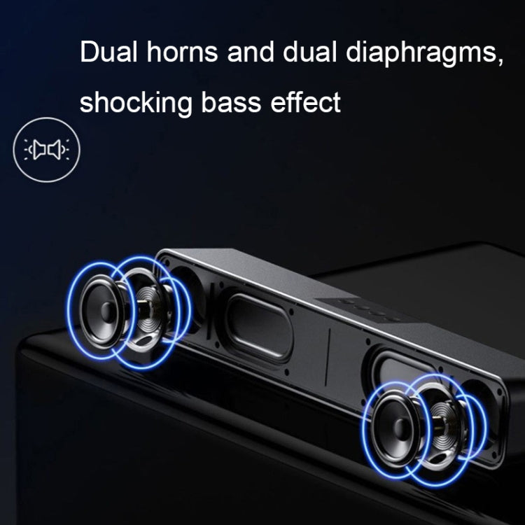 E-3562 Desktop Long Strip Multifunctional RGB Colorful Light Bluetooth Wireless Speaker, E-3562 (Black)