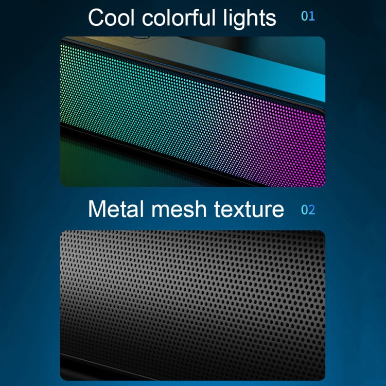 E-3562 Desktop Long Strip Multifunctional RGB Colorful Light Bluetooth Wireless Speaker, E-3562 (Black)