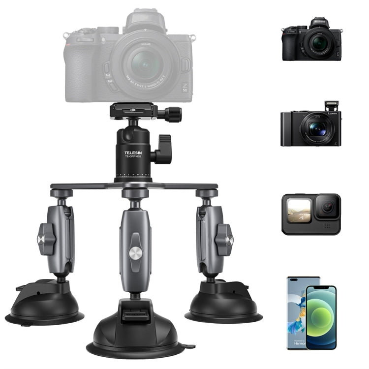 TELESIN Suction Cup Action Camera Tripod Mount for Car Holder Stand Bracket, TELESIN Triangle