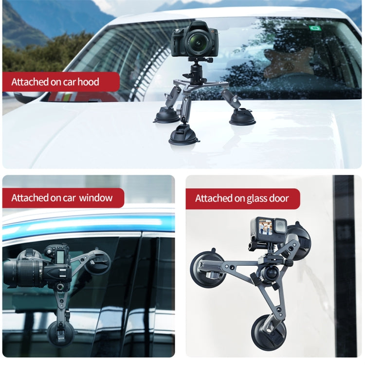 TELESIN Suction Cup Action Camera Tripod Mount for Car Holder Stand Bracket, TELESIN Triangle