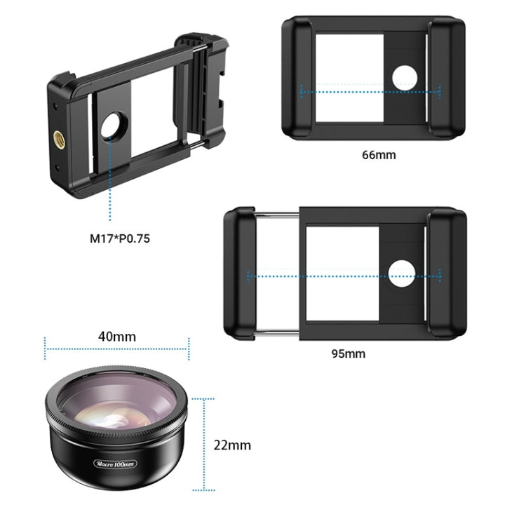 APEXEL CM-HB100CPL HB100mm HD External Macro Mobile Phone Lens with CPL, CM-HB100CPL