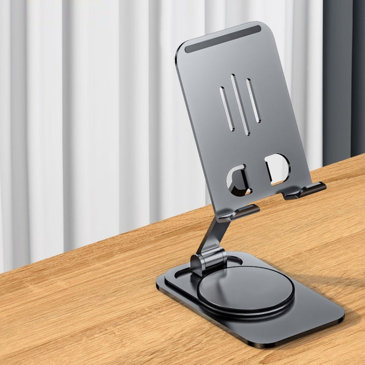 Desktop 360-degree Rotating Foldable Mobile Phone Holder, Metal Silver, Metal Gray, Metal Purple