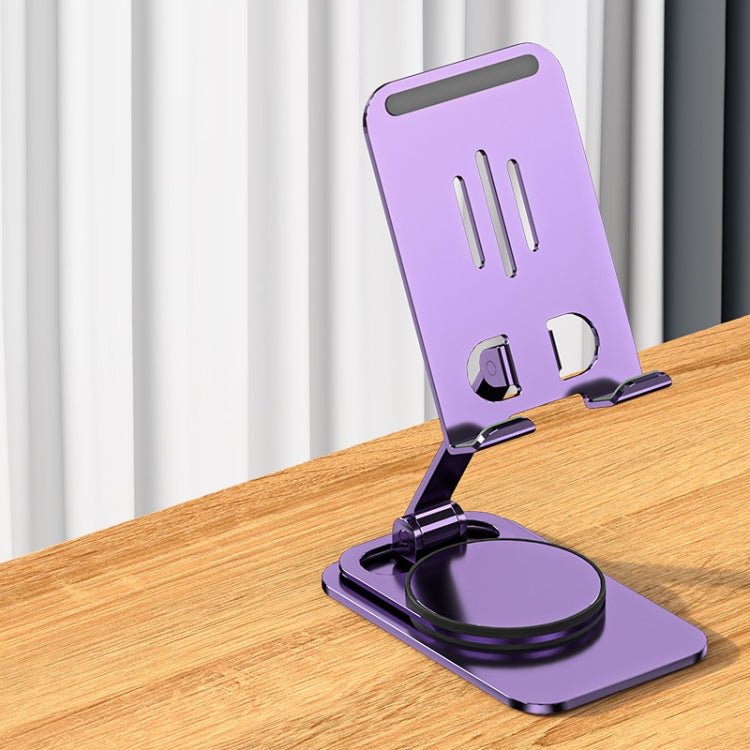 Desktop 360-degree Rotating Foldable Mobile Phone Holder, Metal Silver, Metal Gray, Metal Purple