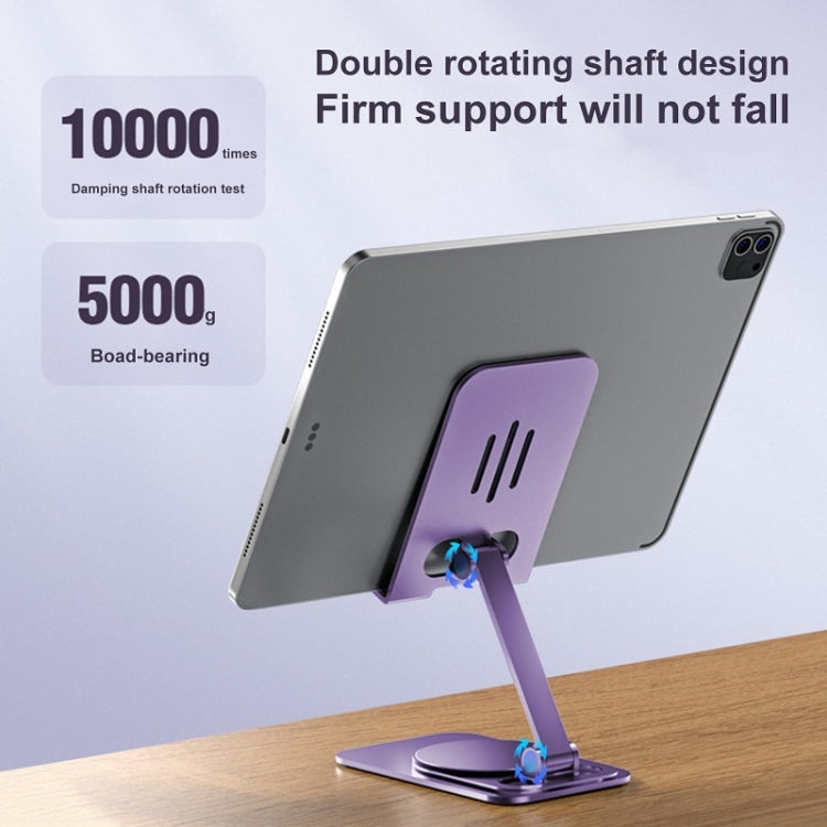 Desktop 360-degree Rotating Foldable Mobile Phone Holder, Metal Silver, Metal Gray, Metal Purple