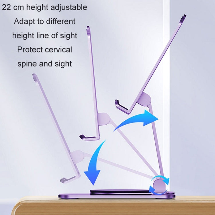 Desktop 360-degree Rotating Foldable Mobile Phone Holder, Metal Silver, Metal Gray, Metal Purple