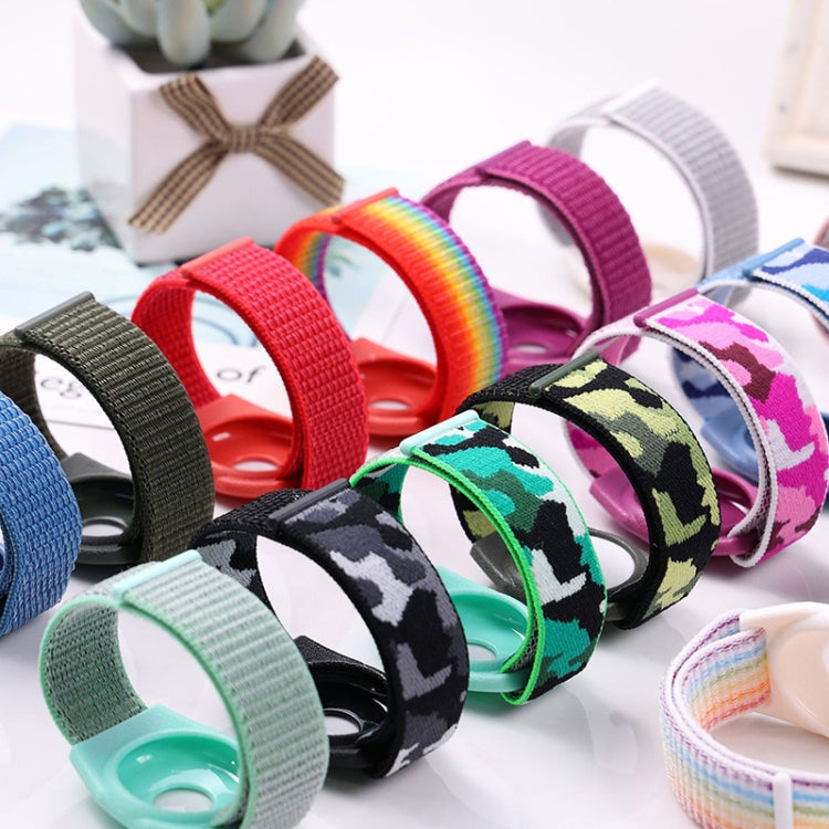 For AirTag Anti-Lost Device Case Locator Nylon Loop Watch Strap Wrist Strap, 17cm (Army Green Camouflage), 22cm (Army Green Camouflage), 17cm (Deep Green Camouflage), 22cm (Deep Green Camouflage), 17cm (Purple Camouflage), 22cm (Purple Camouflage)     ...