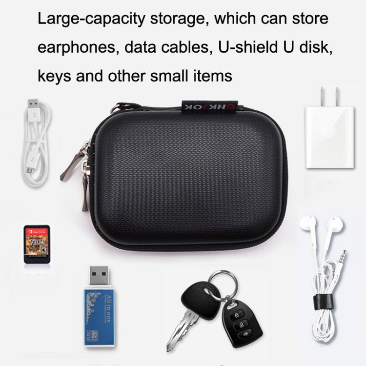 GHKJOK GH1803 EVA Data Cable U Disk Key Coin Wallet Mini Earphone Storage Box, GH1803 Black, GH1803 Red
