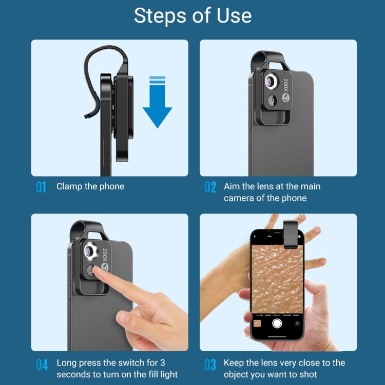 APEXEL APL-MS002CWH 200x High-Definition Children Science Education Microphone Lens With CPL