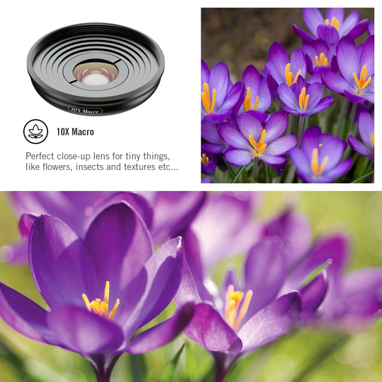 APEXEL APL-HB5 5 in 1 Wide Angle Macro Fisheye HD External Mobile Phone Lens, APL-HB5