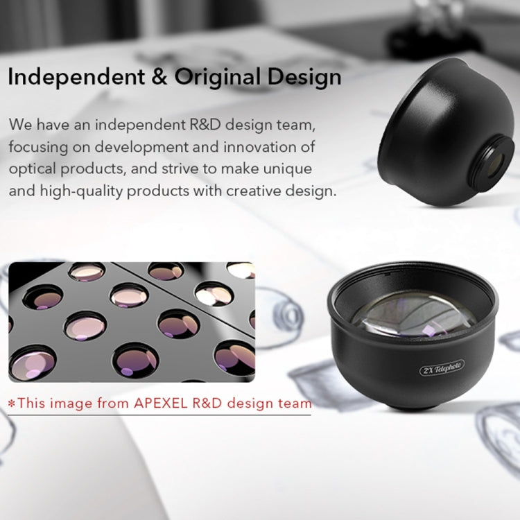 APEXEL APL-HB5 5 in 1 Wide Angle Macro Fisheye HD External Mobile Phone Lens, APL-HB5