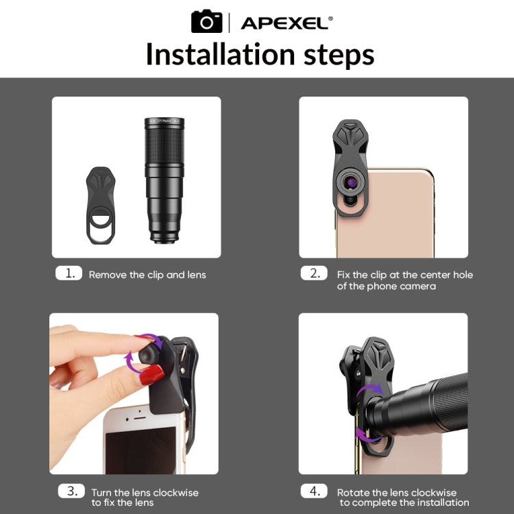 APEXEL APL-22XDG9 22X External Camera Adjustable Focus Mobile Phone Lens, APL-22XDG9
