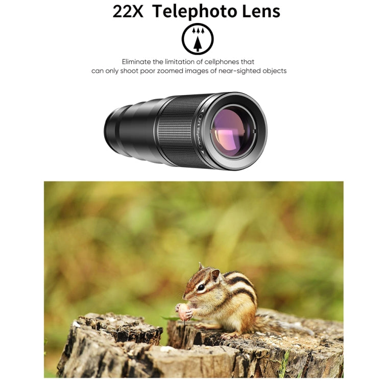 APEXEL APL-22XDG9 22X External Camera Adjustable Focus Mobile Phone Lens, APL-22XDG9
