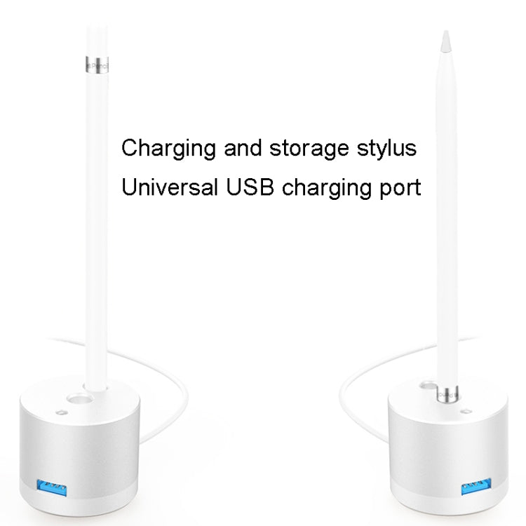 For Apple Pencil 1 USB Charging Adapter Metal Base With LED Indicator, A48 Black
